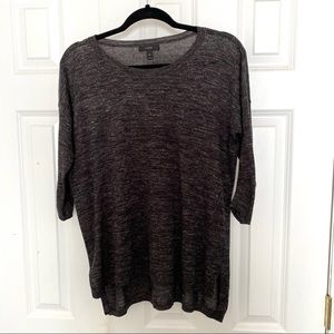 J Crew  Marled Black Tunic Sweater Popover Lightweight